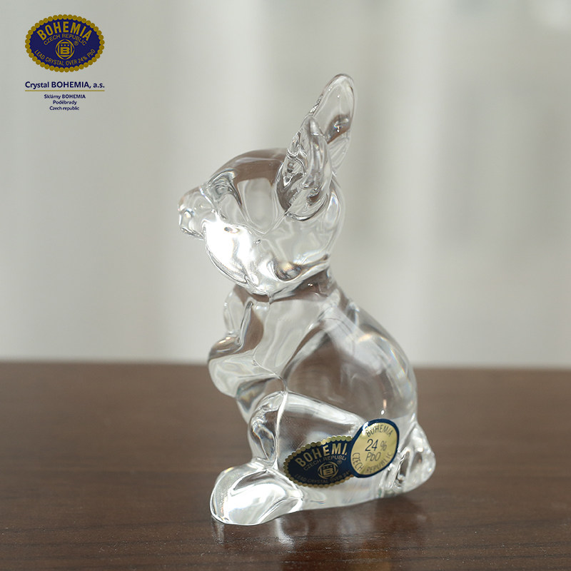 捷克进口bohemia水晶玻璃兔子摆件动物工艺品特色摆件