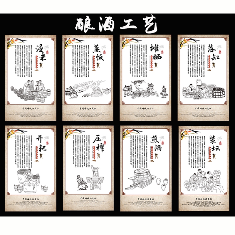 酿酒工艺背景背景墙墙纸酒坊酒厂酒文化壁纸复古定制壁画