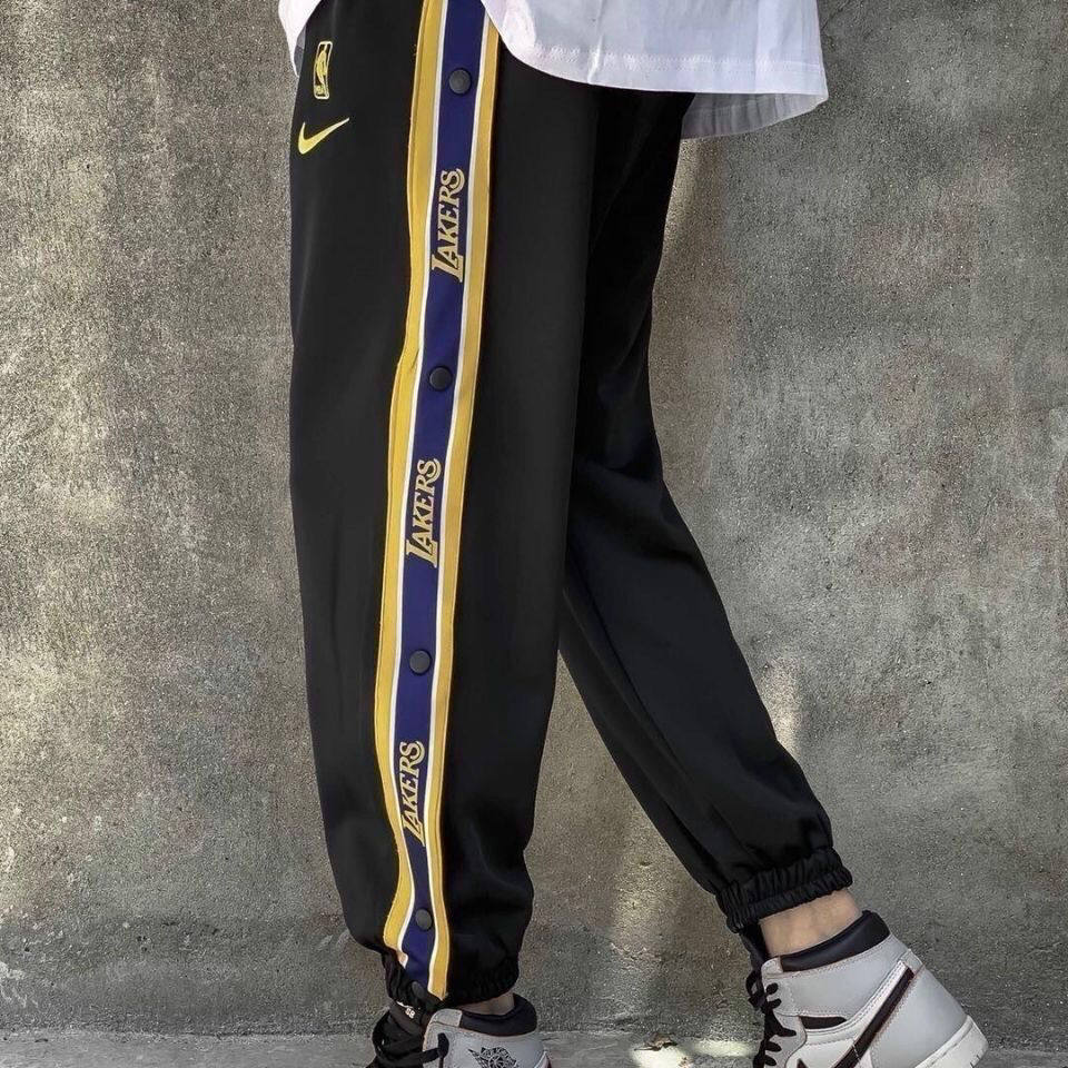 nba湖人队科比篮球裤男训练运动长裤排扣裤束脚瑜伽长裤