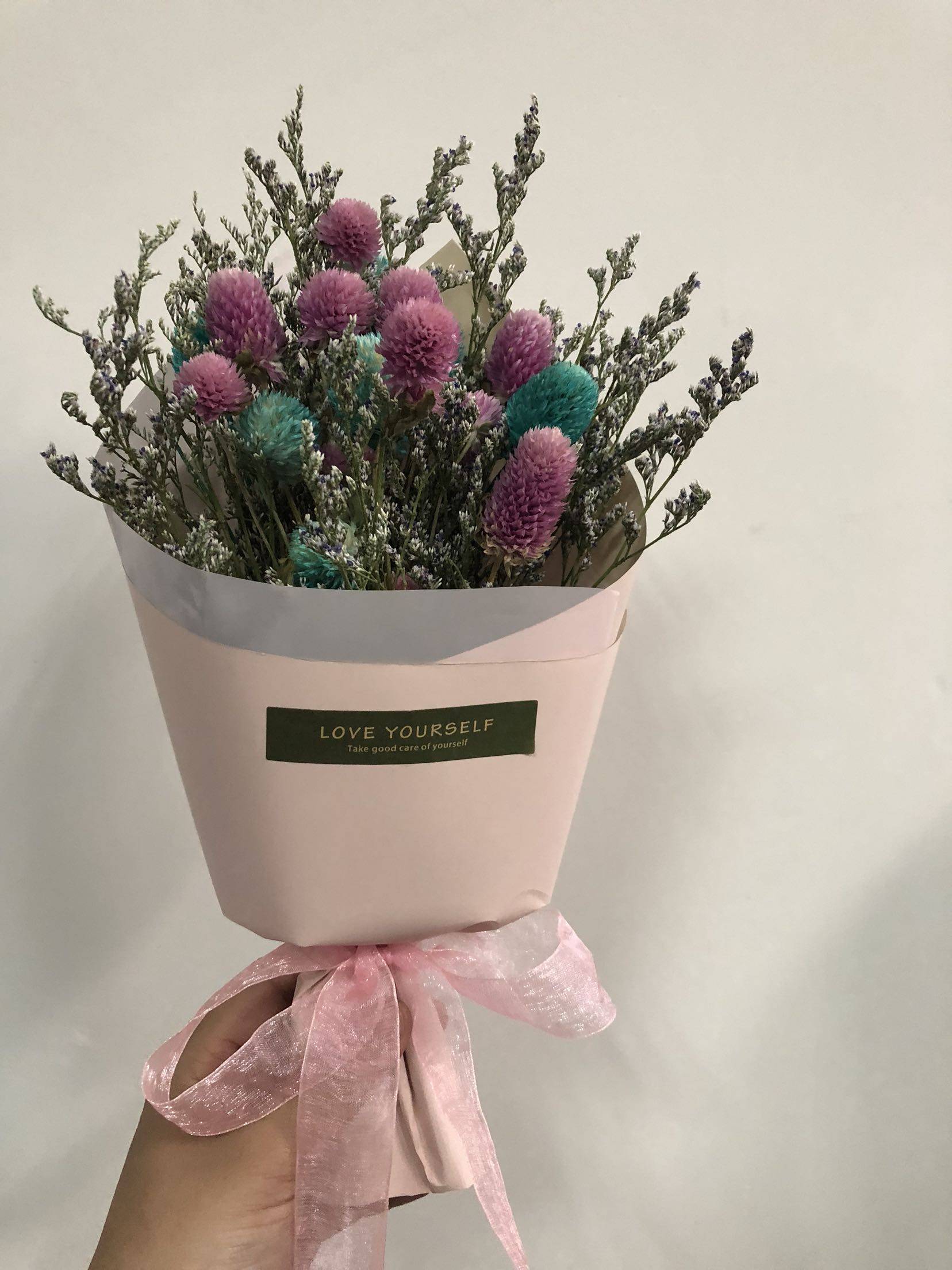 花束粉嫩少女心干草莓千日红干花礼盒闺蜜生日干花