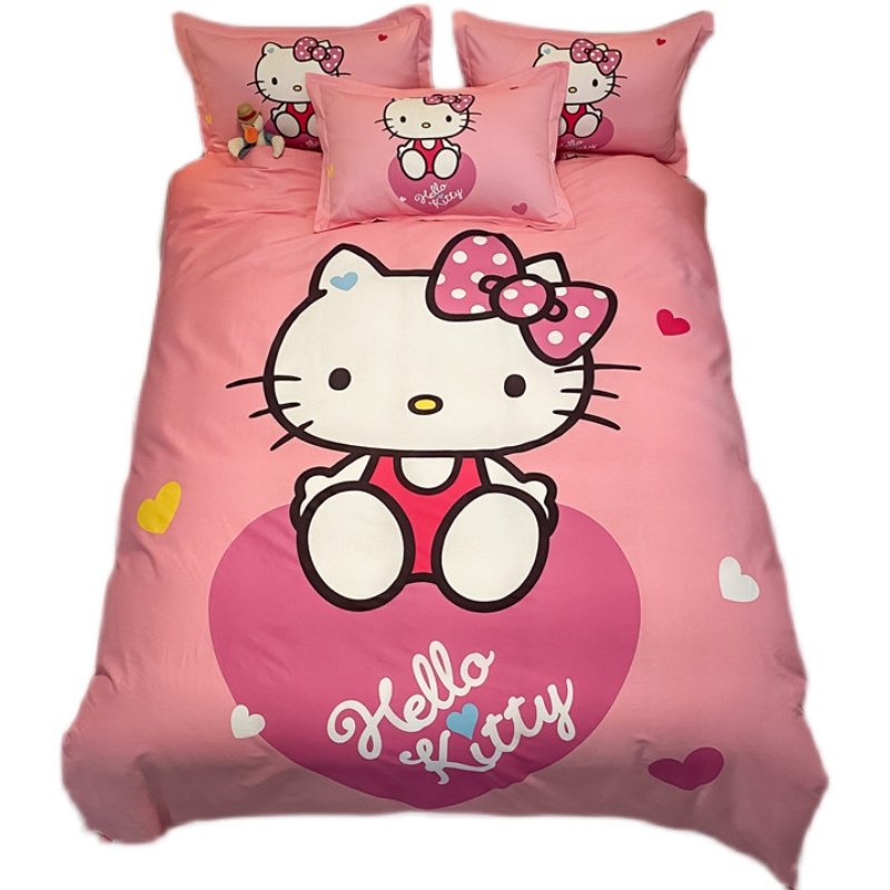 件套凯蒂猫儿童四件纯棉女孩新款哈喽kt公主床品套件