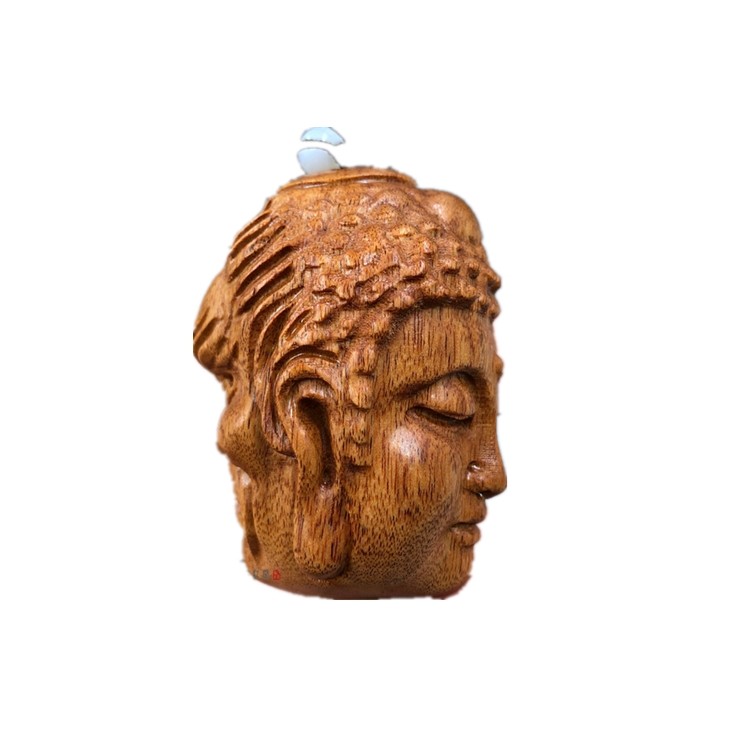 花梨木雕手把双面佛头文玩工艺品实木挂件包邮木雕