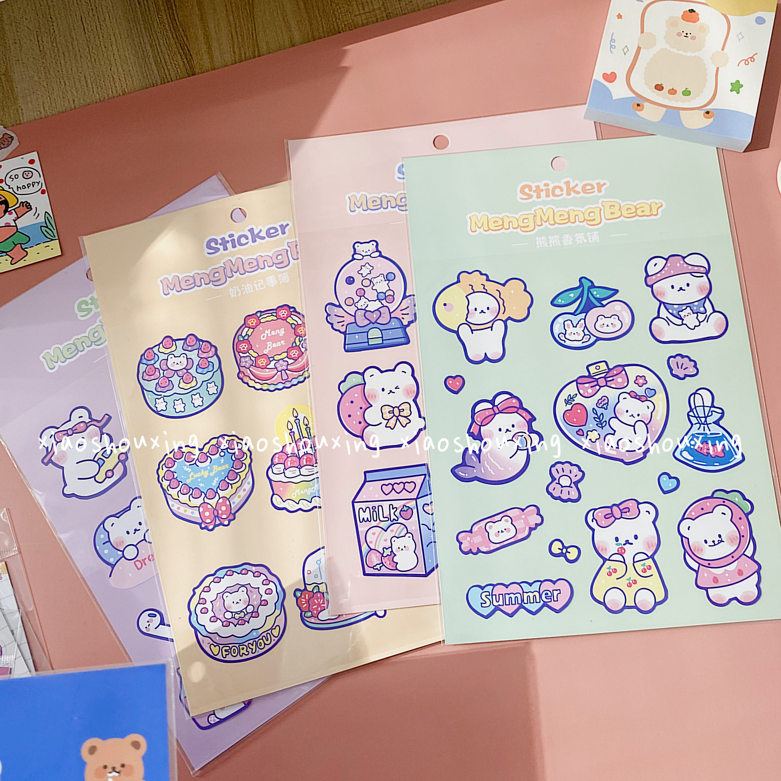 韩国ins无痕卡通甜美蛋糕小熊手帐diy封口贴纸