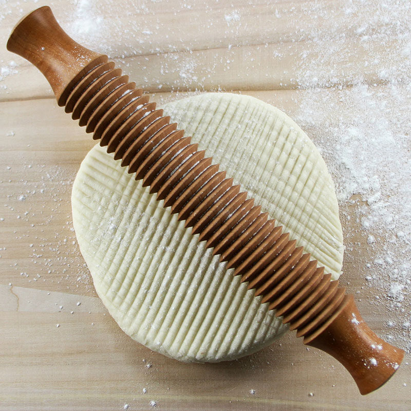 擀面杖烧饼面包专用枣木红心实木螺纹花边螺旋擀面杖