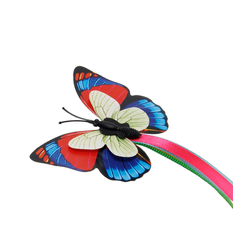 逗猫扑棱蝴蝶飞飞电动猫玩具猫咪自嗨旋转弹簧自动逗猫棒