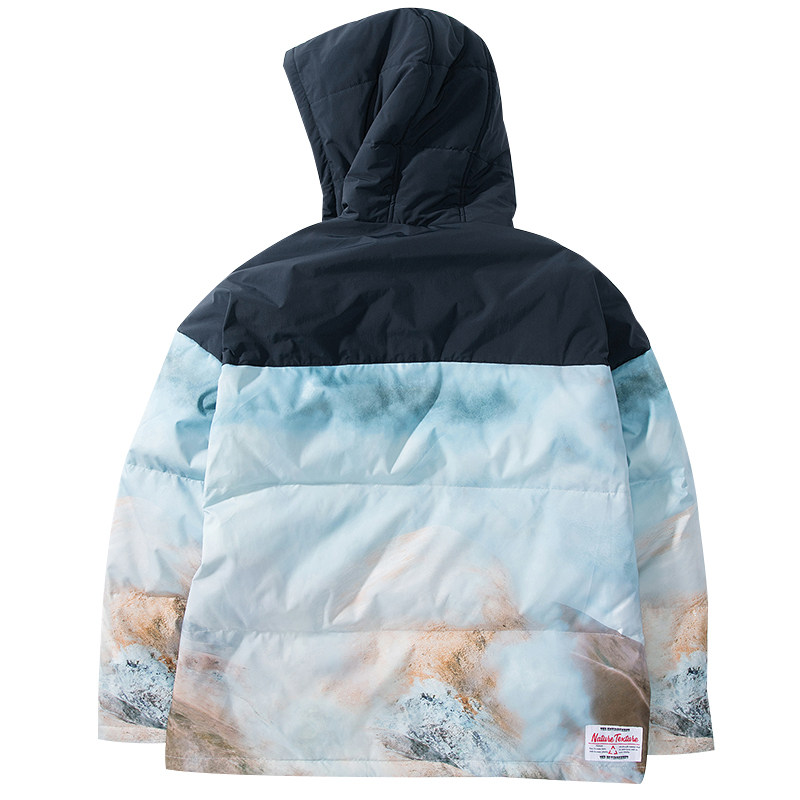 thething撞色定位印花羽绒服雪山满印连冬装外套潮流羽绒服