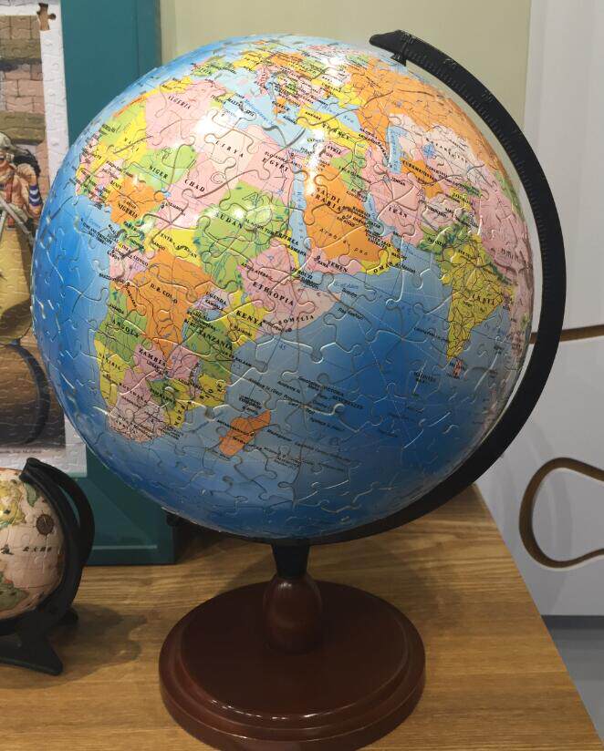 3djp立体球体拼图地球仪9英寸540片6英寸240片中英文拼图