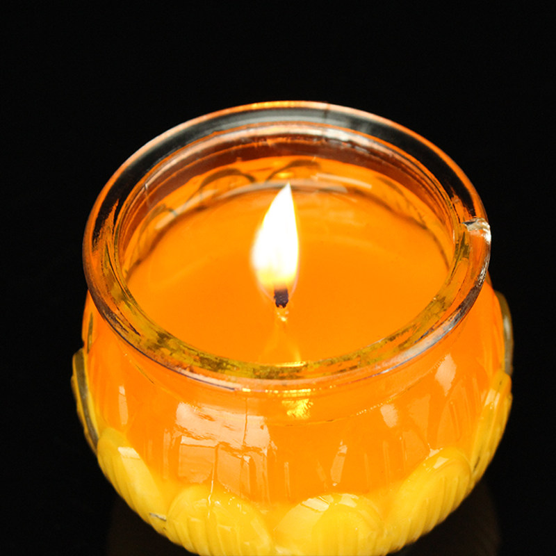 宝莲华24小时平口圆莲花酥油蜡烛佛教用品天然植物蜡烛