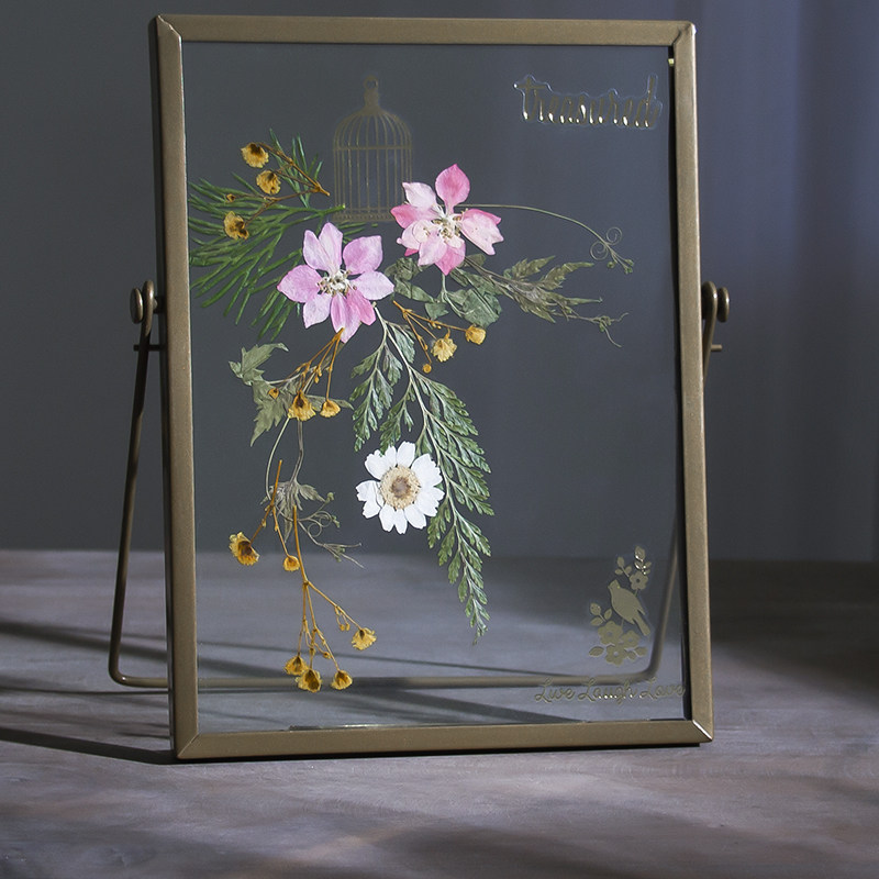 手工押花创意永生花植物标本压花相框桌面装饰画相框