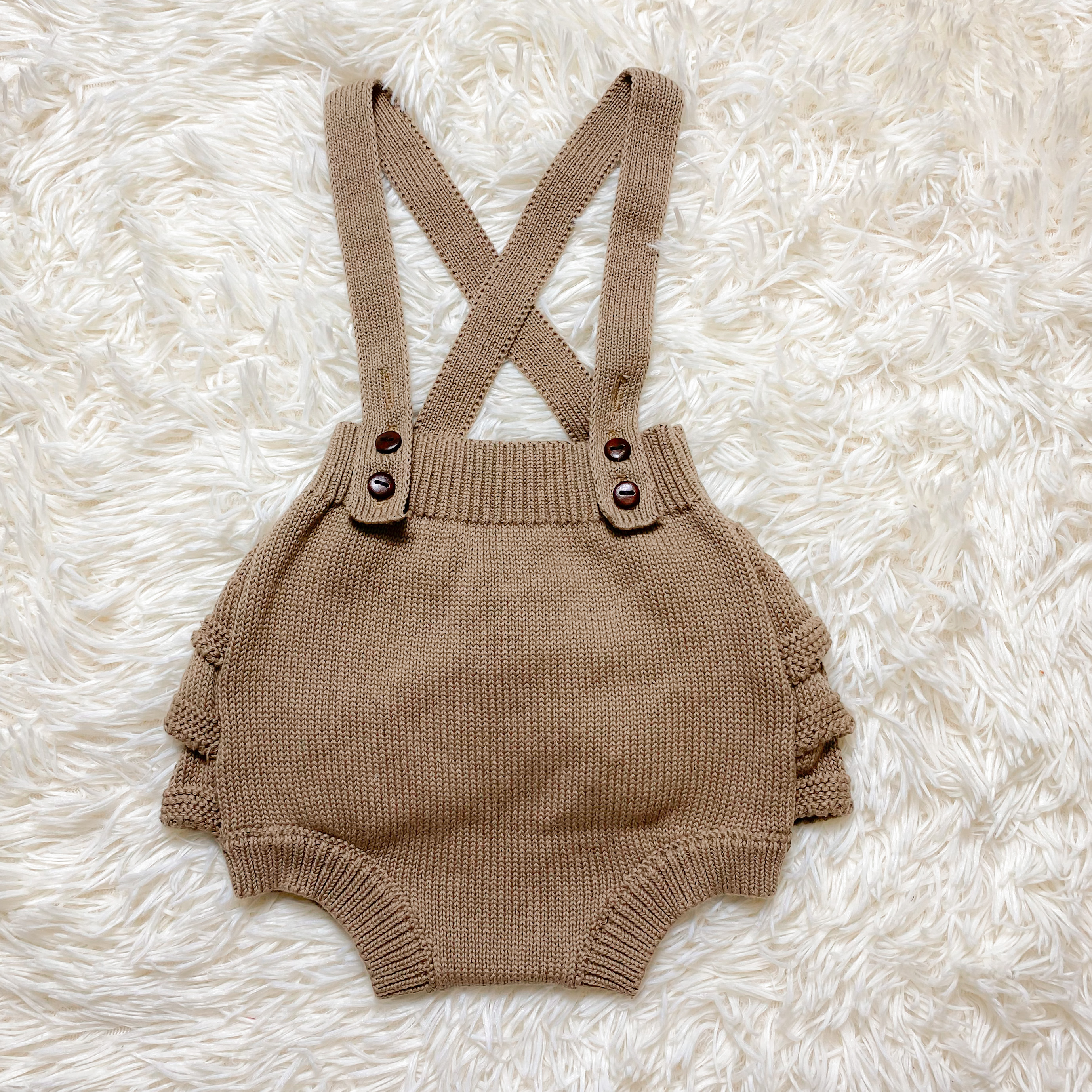 婴儿针织背带裤春秋季02岁宝宝花边屁屁纯棉连身衣