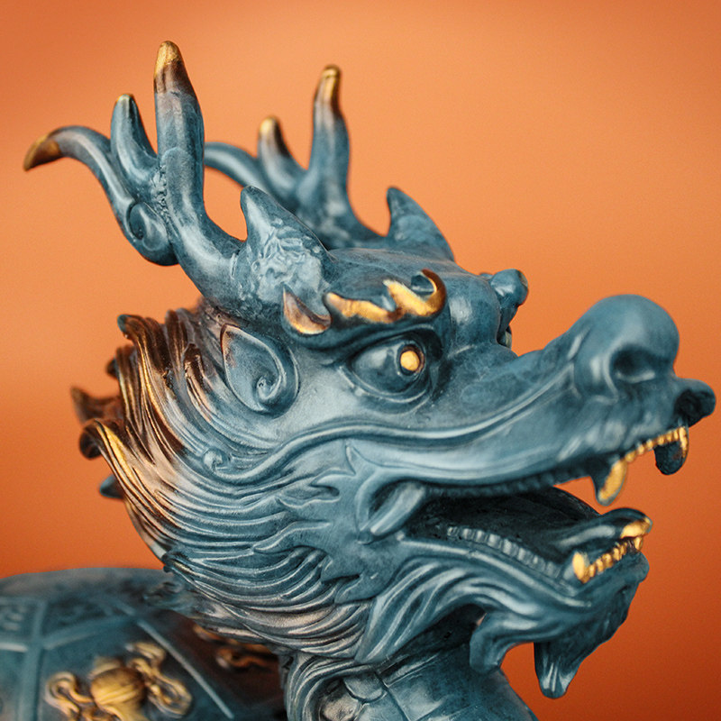 八宝龙龟八宝宝龙铜龙摆件全铜招财客厅八卦龙头摆件