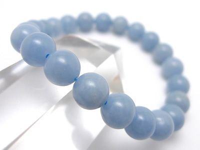 天使石女天然蓝天使单圈手串蓝天石七脉轮喉轮守护手链