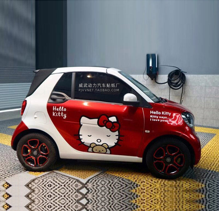 适用于smartkt车贴凯蒂猫甲壳虫迷你eq1车身汽车汽车装饰贴