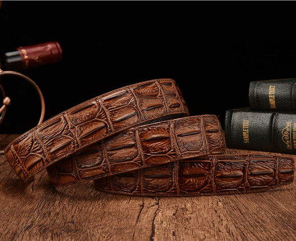 史蒂芬皮匠鳄鱼自动皮带无头头层牛皮无扣裤腰带3.5cm腰带