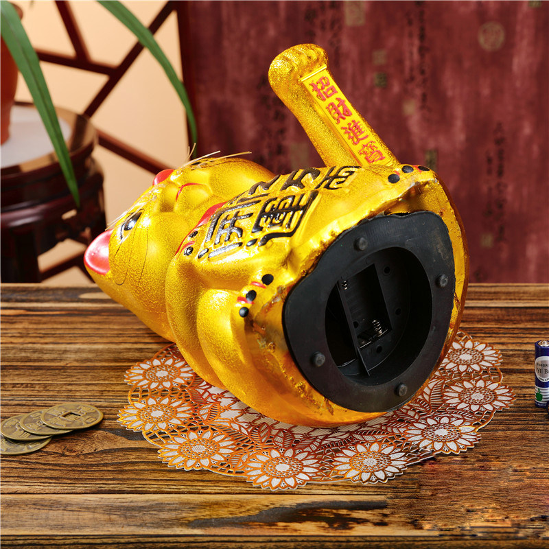 陶瓷金色电动招财猫摇手摆件开业招财猫新店礼品7-17大号