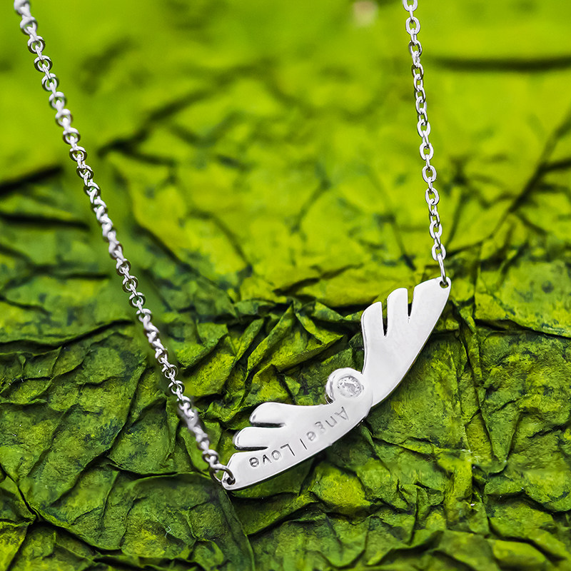 angellove天使之翼纯银套链闪亮项链精致格调ol项链