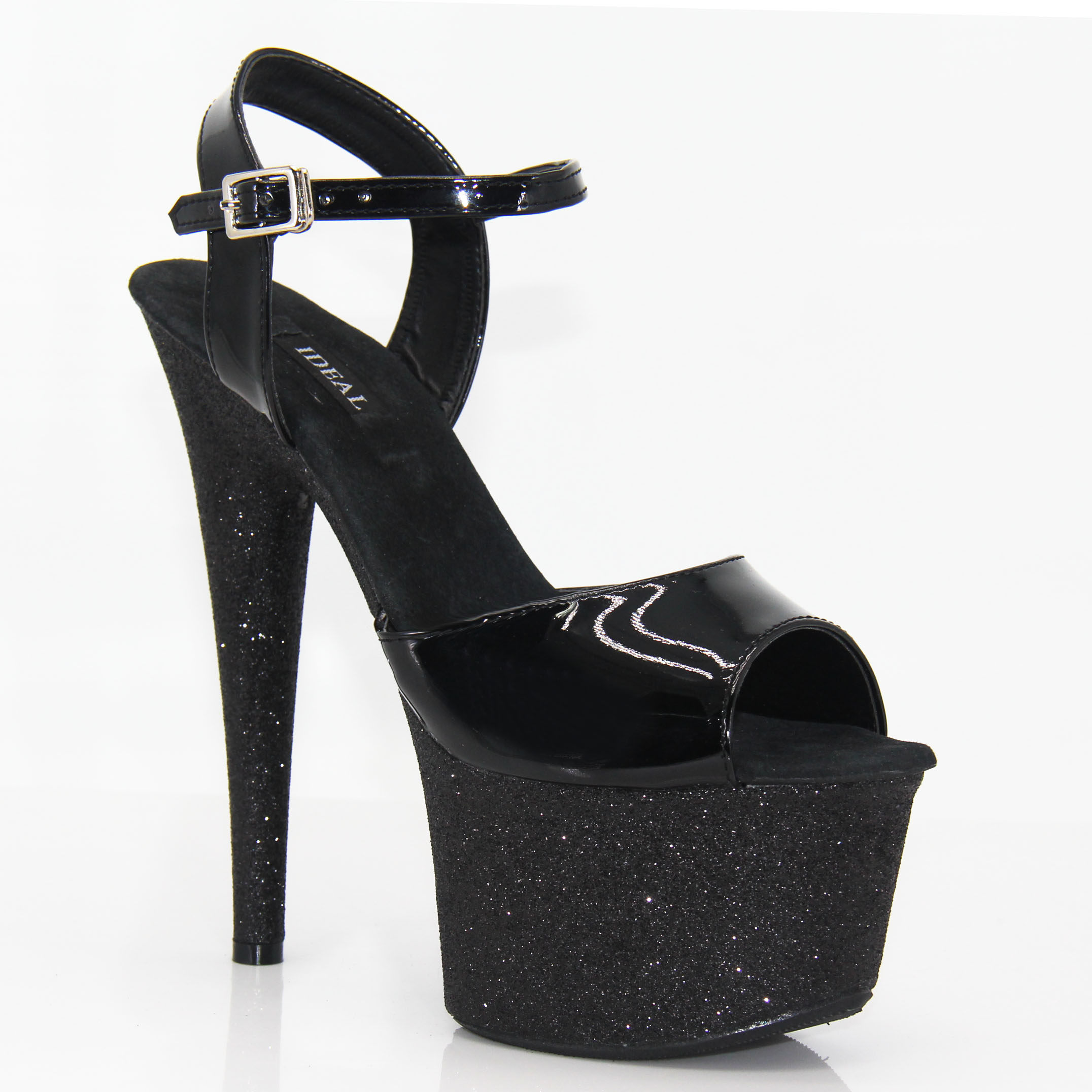 2019新款模特钢管舞鞋17 20cm舞台走秀订制款黑色 礼服超高跟凉鞋