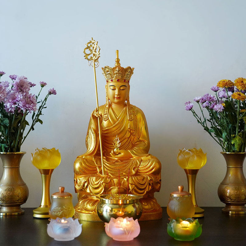 地藏佛像礼佛地铜像菩萨王菩萨台湾供奉家用炫金摆件