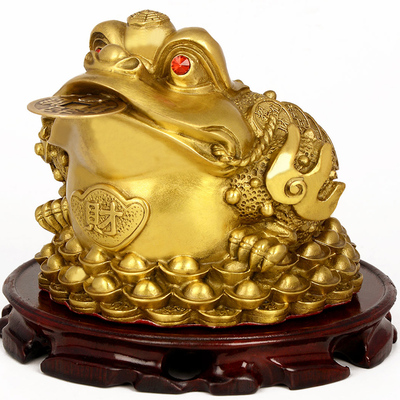 泰山送福阁铜金蟾摆件金蝉三足金蟾蜍家居摆件