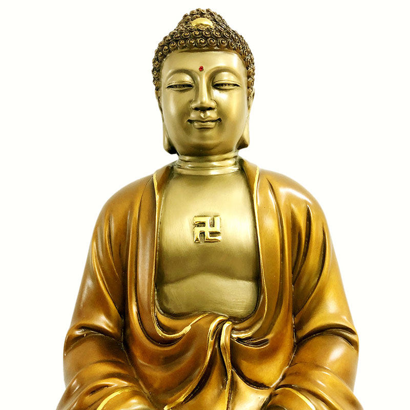 摆件送福阁彩铜释迦牟尼佛像大日如来如来佛佛祖寺庙摆件