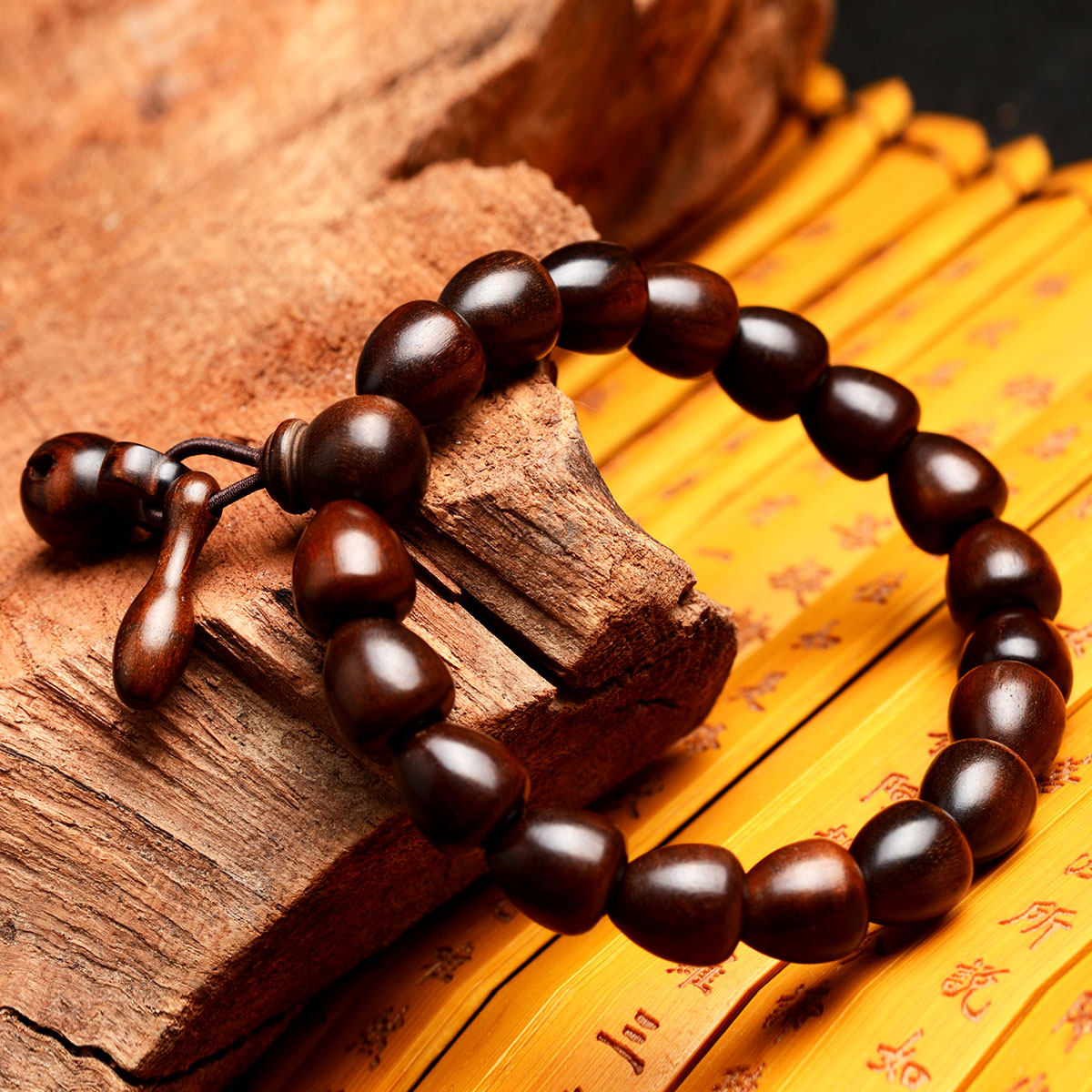送福阁雷击桃木木鱼佛珠手链手串男女款风水饰品手链