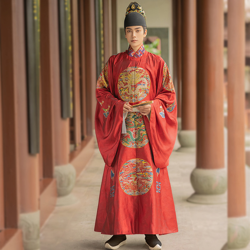 砚滨明制汉服织金仿妆十二章纹衮服圆领龙袍汉服