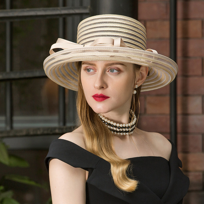 ee#设计师新款时尚英伦卷边礼帽出游防晒遮阳帽帽子