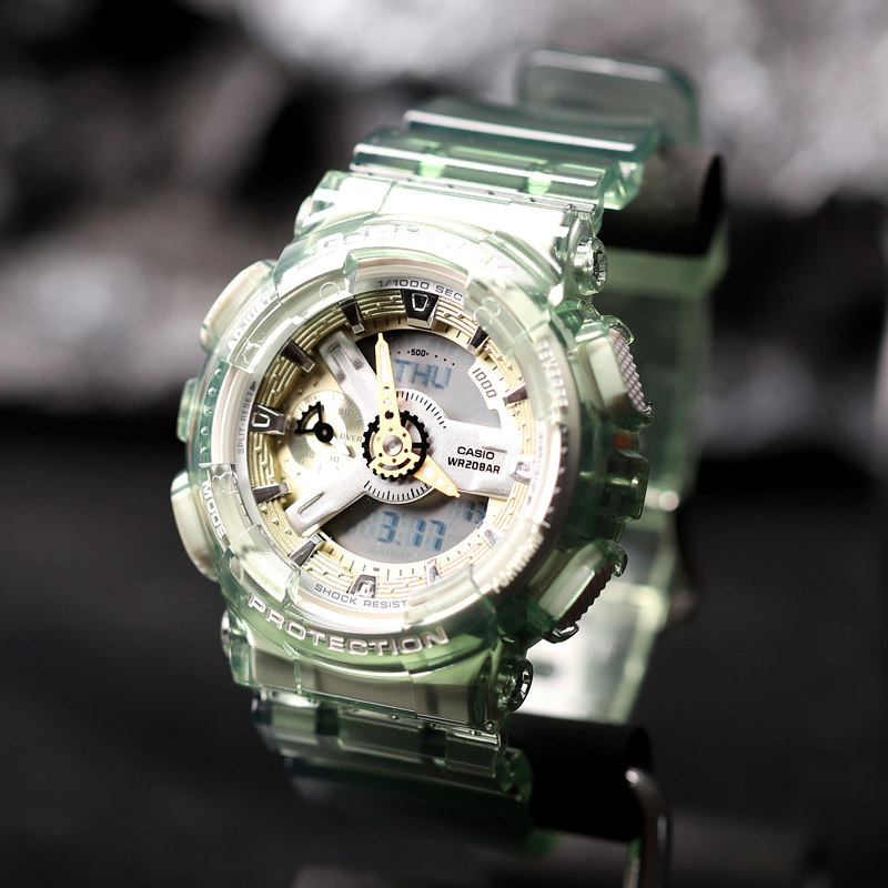 卡西欧透明手表限量版女翡翠冰晶绿冰新款学生日韩腕表