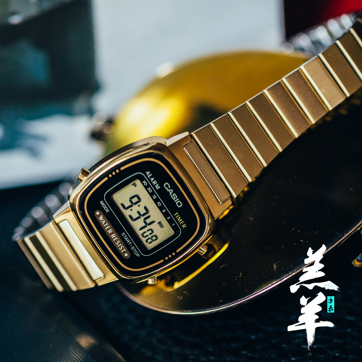 卡西欧金色电子表 复古潮流防水女表 la-670wga