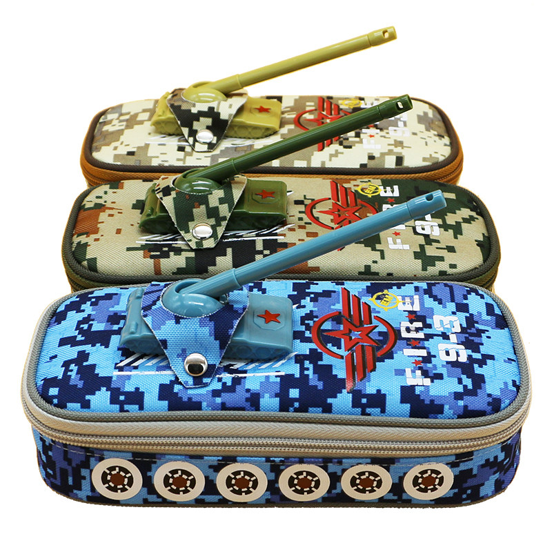 多色色迷彩笔袋男坦克创意大容量简约文具盒男生笔袋