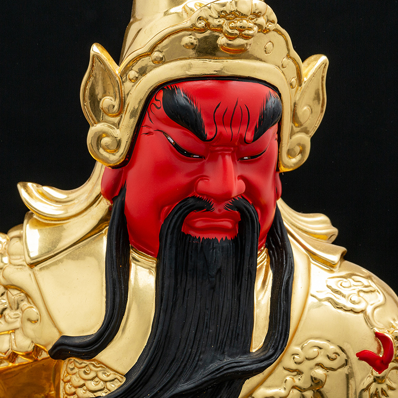 纯铜关公摆件二爷神像雕黄铜像红脸武财神招财摆件