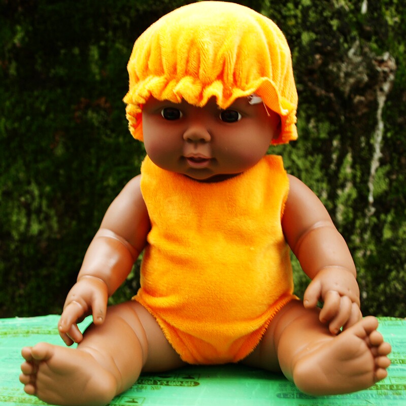 厘米非洲黑人宝宝软胶公仔仿真娃娃儿童玩具洋娃娃娃娃