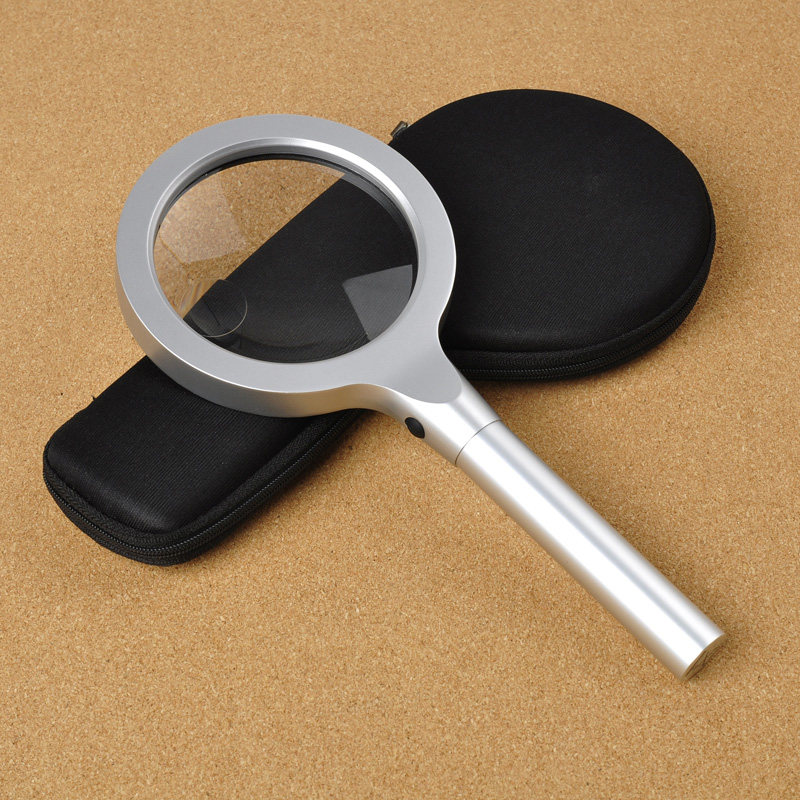 超大镜面12led白光光学镜片5倍10倍手持阅读放大镜