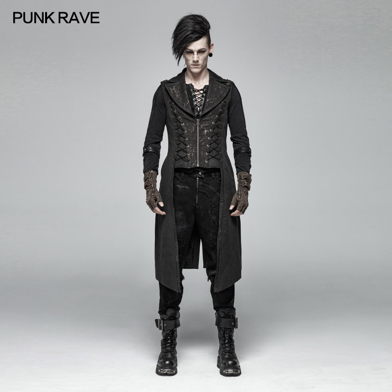 punkrave蒸汽朋克马甲steampunk赏金猎人战士外套重金属风衣
