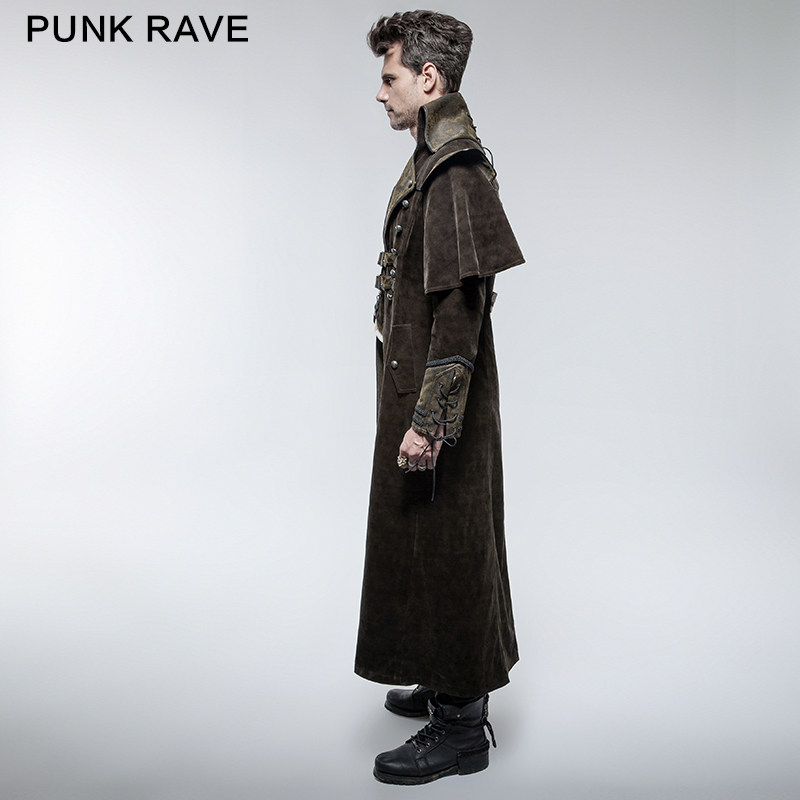 punk rave朋克状态男装 朋克霸气斗篷杀手外套 蒸汽朋克科幻风衣