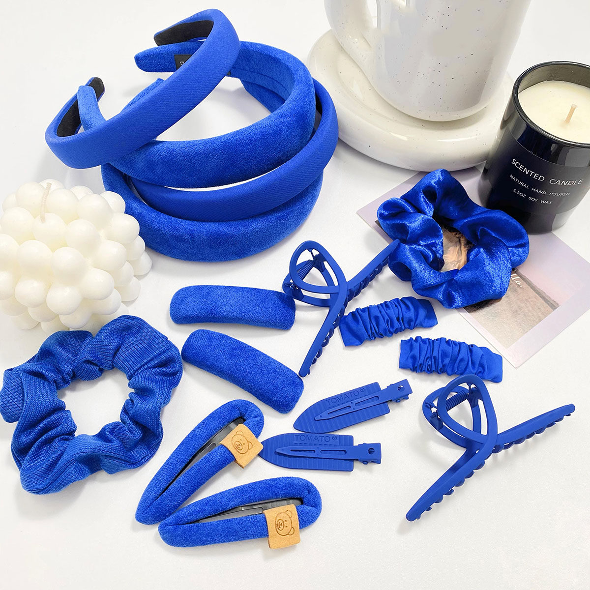 克莱因蓝色发箍女秋冬发带头箍高颅顶发卡卡子头饰发饰