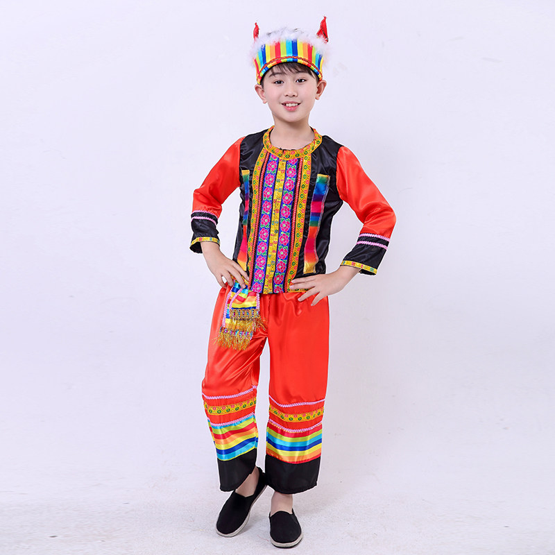 民族儿童基诺族演出服男女女童56个少数民族表演初高中儿童演出服