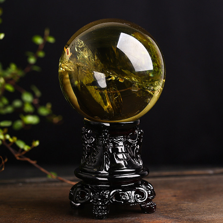 开光天然黄水晶水晶球居家招财摆件主财运转运球奇石