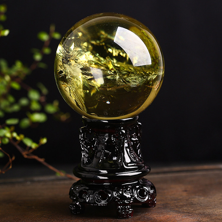 开光天然黄水晶水晶球居家招财摆件主财运转运球奇石