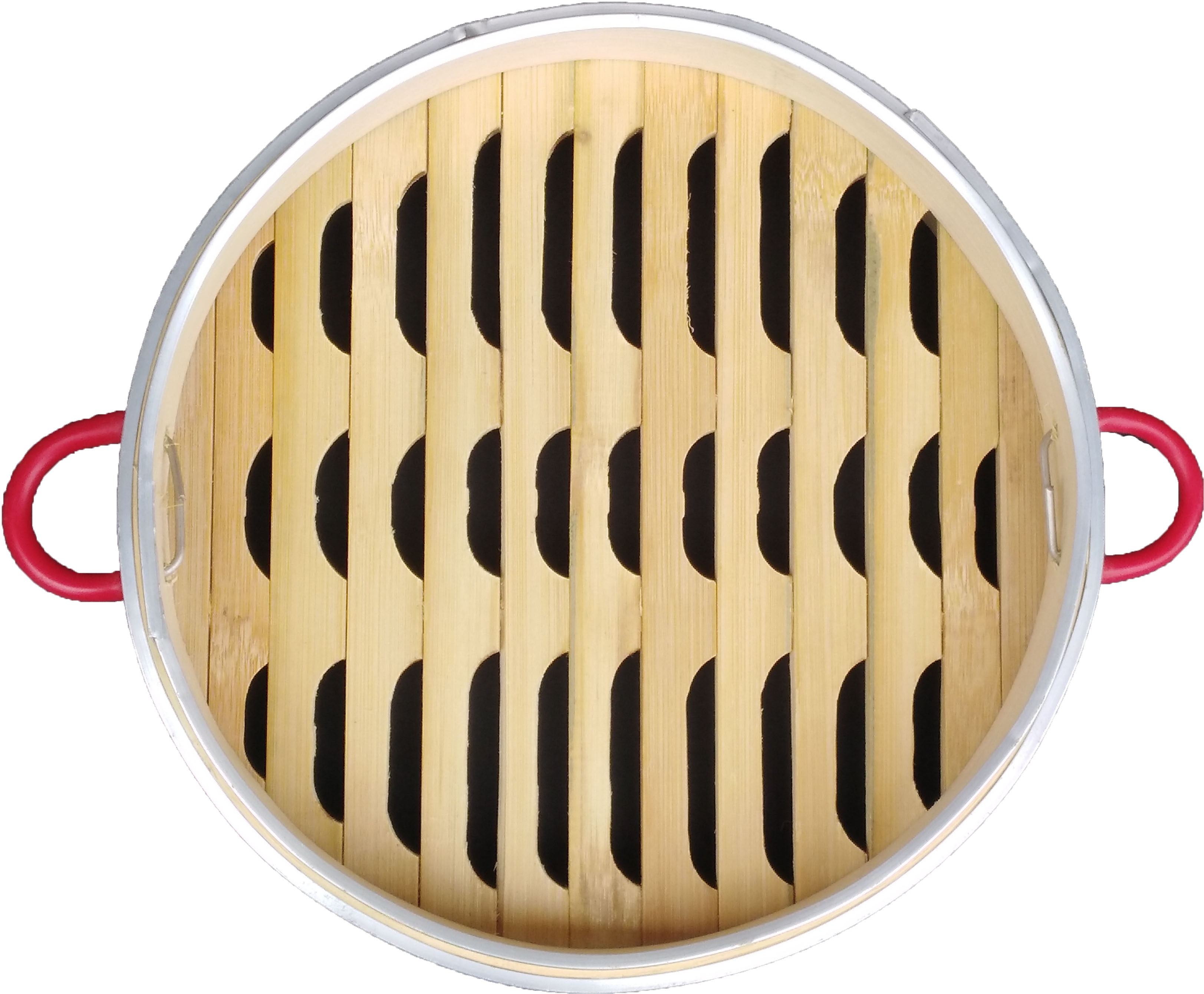 24cm蒸笼家用商用纯手工竹制铝包边带盖竹笼屉二笼一盖三笼一盖