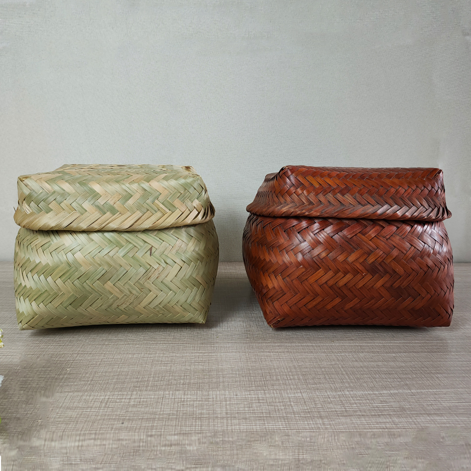 竹编制品米篓茶叶鸡蛋收纳复古特色摆件篮子竹编