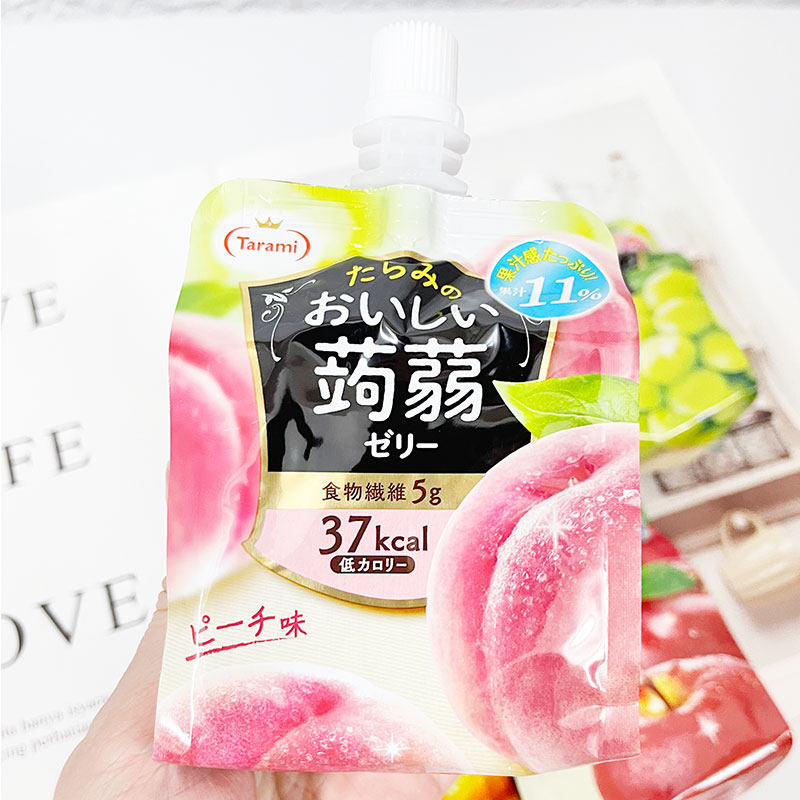 日本代购本土tarami蒟蒻果汁果冻魔芋葡萄白桃果冻
