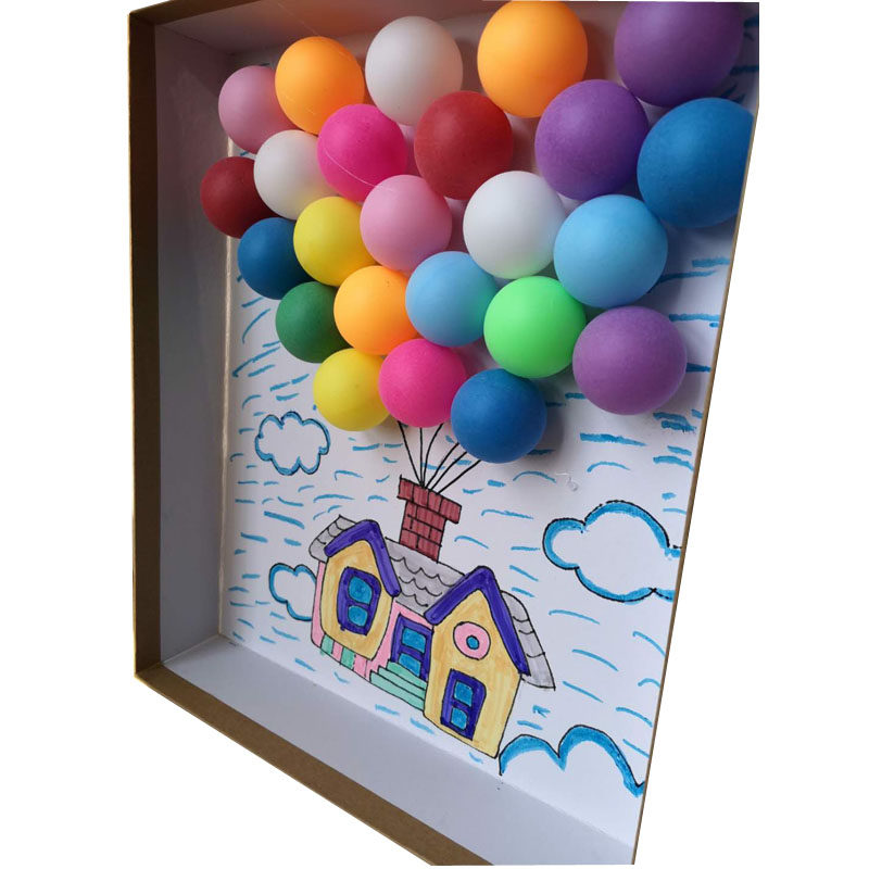 鞋盒盖画兵乓创意贴画变废为宝废旧利用环保手工手工创意粘贴类