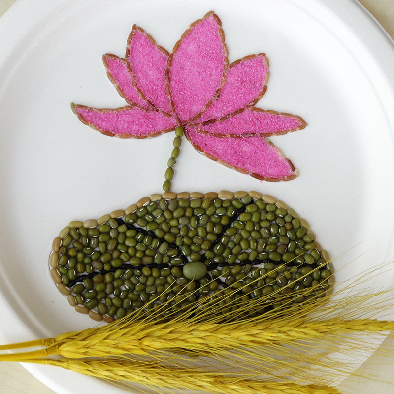 天下第香五谷杂粮粘贴贴画手工diy种子荷花荷叶手工创意粘贴类