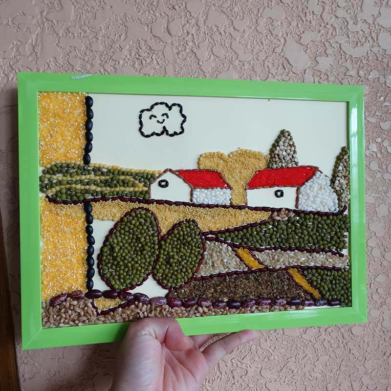 天下第香五谷杂粮粘贴贴画手工diy种子乡间小路田野手工创意粘贴类