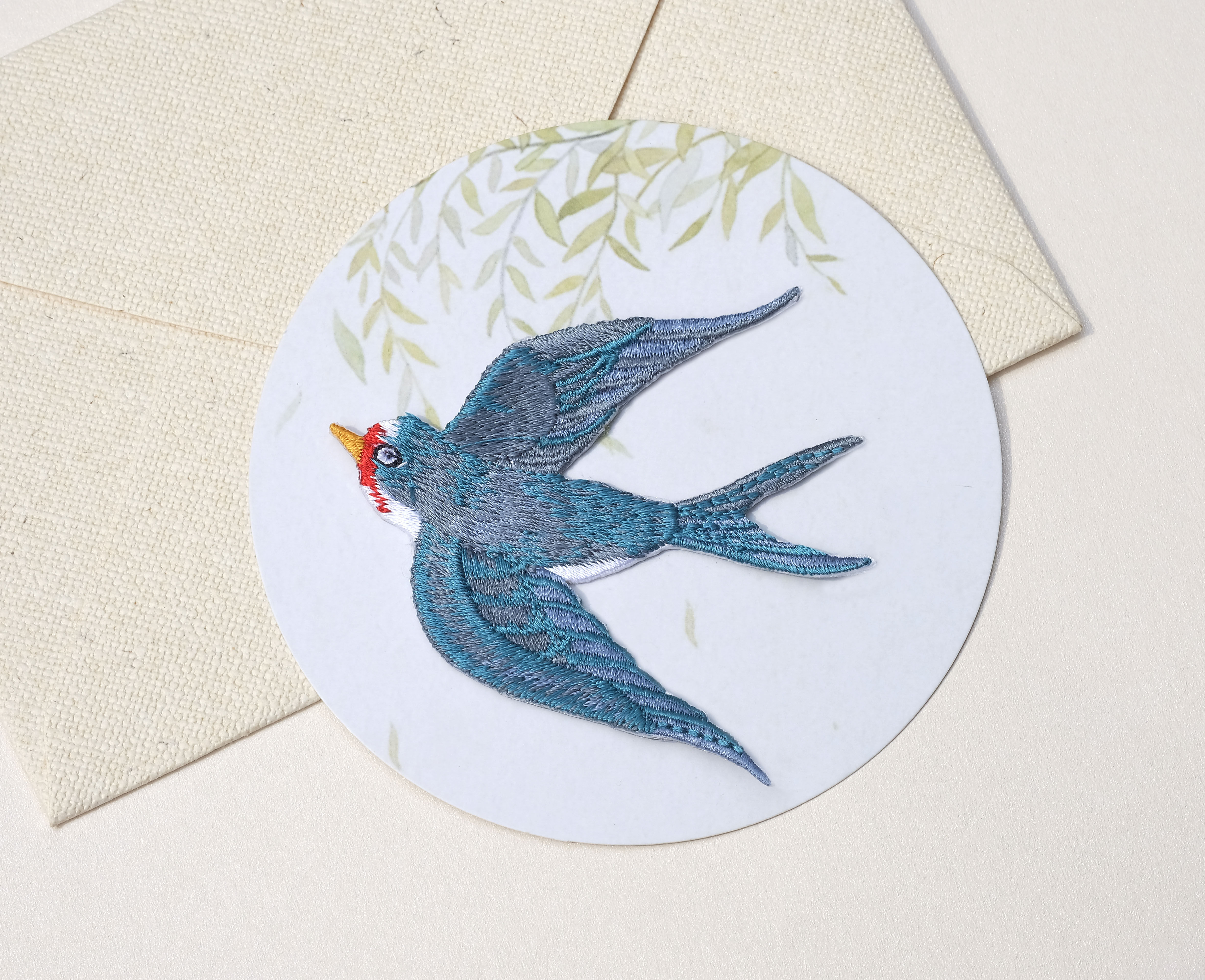 刺绣燕子布贴中国风民族元素补丁diy服装辅料装饰布贴