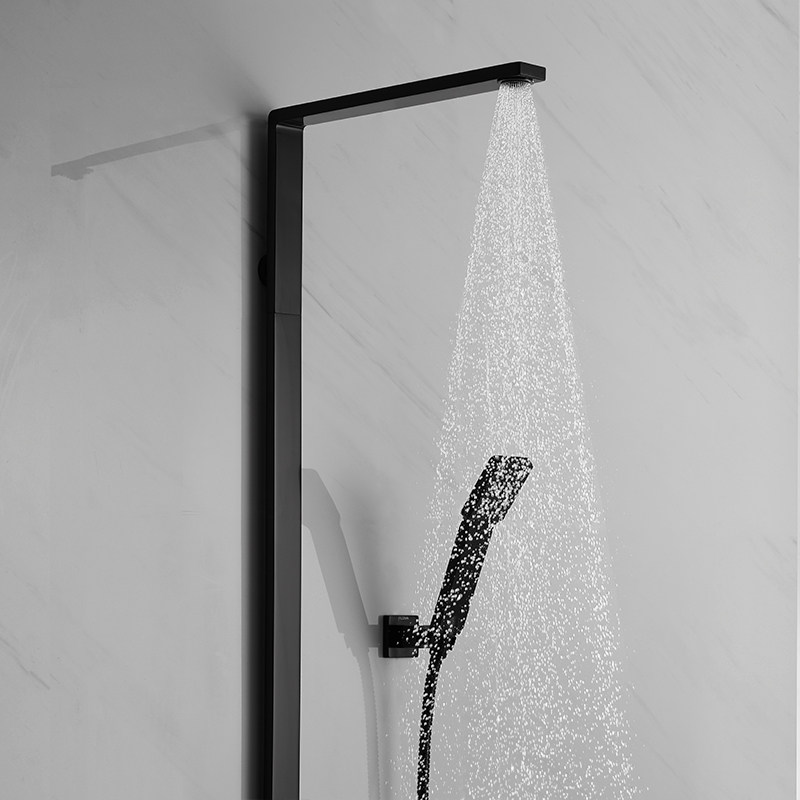 flova丰华卫浴黑色轻奢北欧淋浴花洒套装全铜淋浴花洒龙头套装