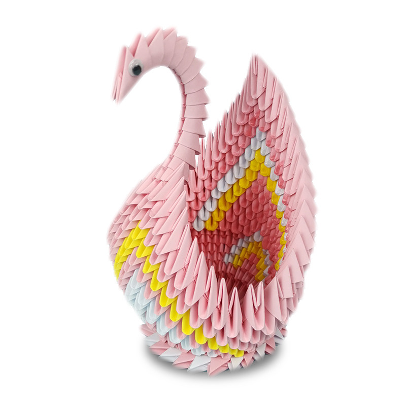 折纸益智三角成品包成品材料天鹅亲子粉色作品手工折纸