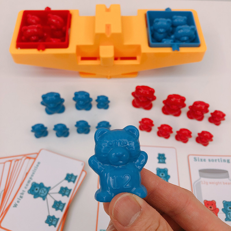 儿童彩虹砝码小熊天平玩具数学教具幼儿园颜色儿童桌面游戏类