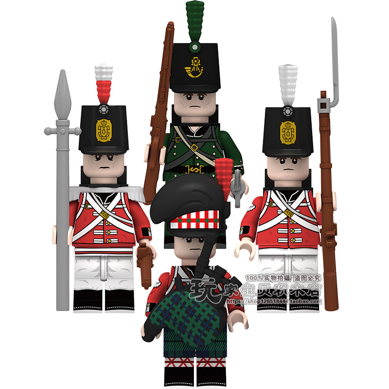 士兵兼容乐高积木战争兵人英国列兵夹克风笛笛手塑料积木